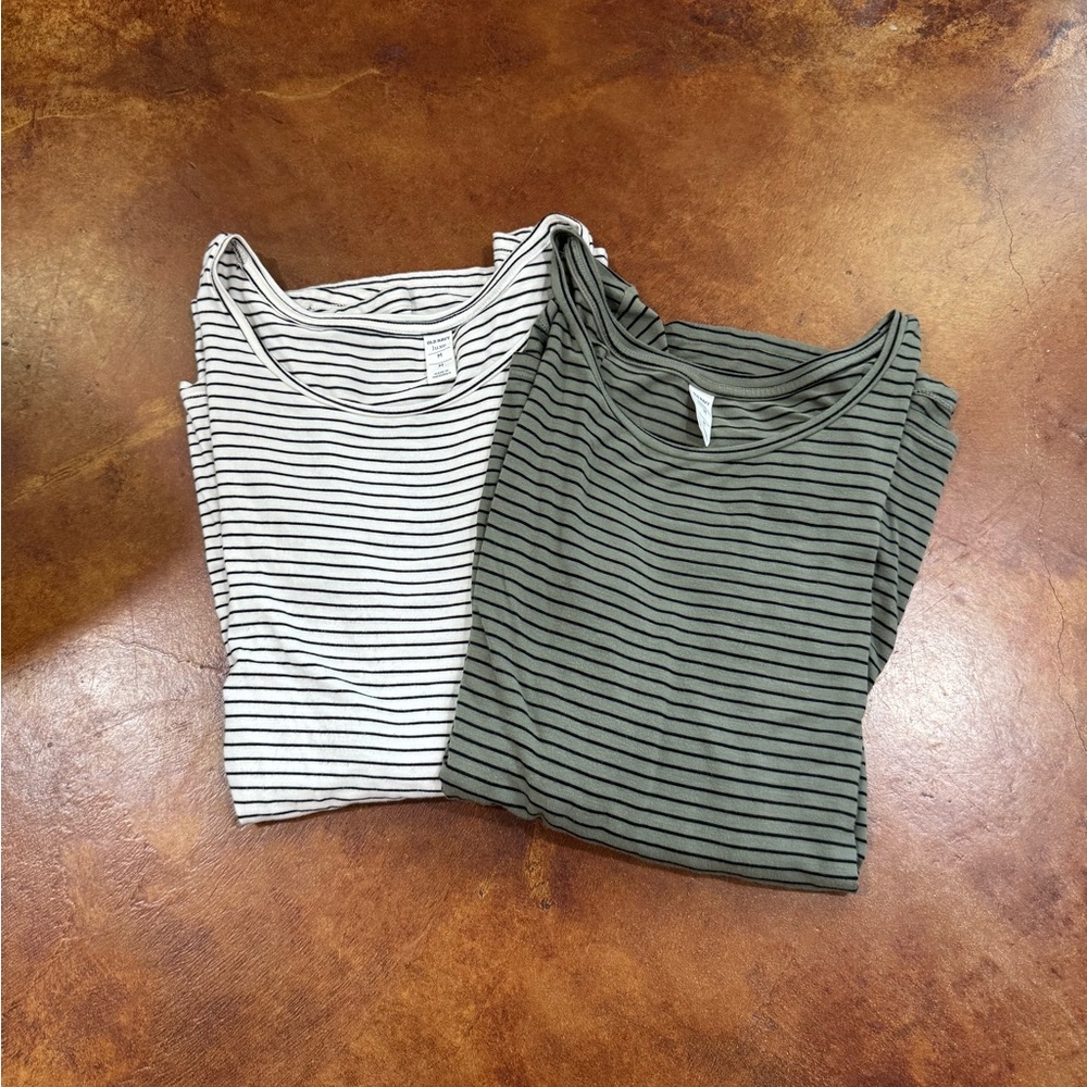 Old Navy Striped Long Sleeve Tees - Black and Green